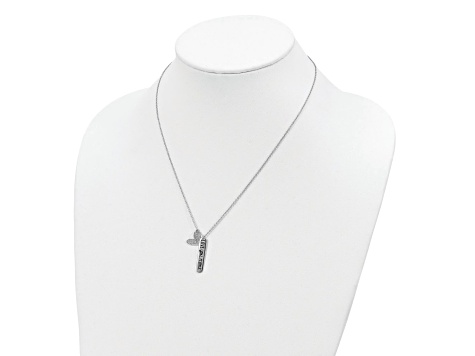 Rhodium Over Sterling Silver Heart LOVE YOU MORE Necklace - 17NFLA