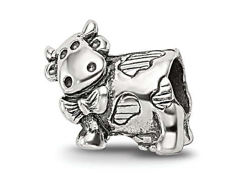 Sterling Silver Cow with Bow Bead