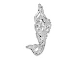 Rhodium Over Sterling Silver Polished Mermaid with Shell Slide Pendant