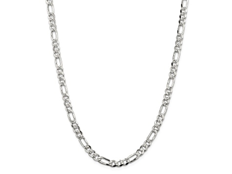 Sterling Silver 5.5mm Pavé Flat Figaro Chain
