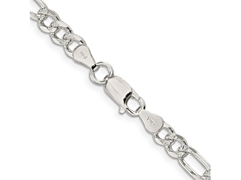 Sterling Silver 5.5mm Pavé Flat Figaro Chain