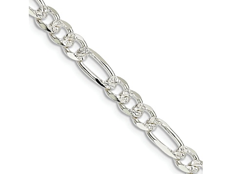 Sterling Silver 5.5mm Pavé Flat Figaro Chain