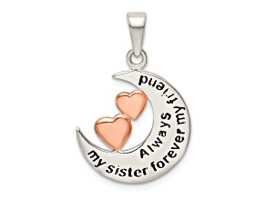 Sterling Silver and Rose Tone Enamel ALWAYS SISTER..FRIEND Pendant