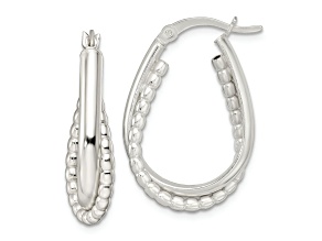 Rhodium Over Sterling Silver Polished Double Oval Hoop Earrings