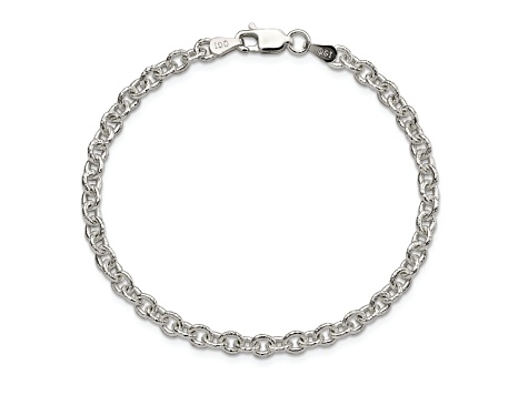 Sterling Silver 3.75mm Fancy Rolo Chain Bracelet