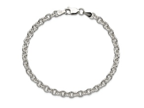 Sterling Silver 3.75mm Fancy Rolo Chain Bracelet