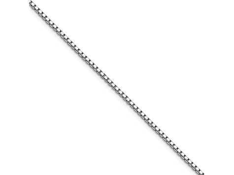 Rhodium Over Sterling Silver 1.7mm 8 Sided D/C Mirror Box Chain w/2in ext Necklace