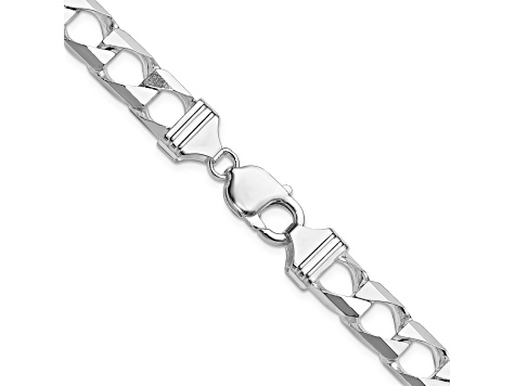 Sterling Silver 10.3mm Flat Open Curb Chain Bracelet