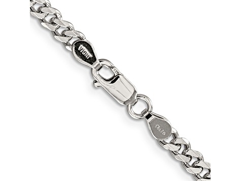 Rhodium Over Sterling Silver 4.5mm Curb Chain Necklace