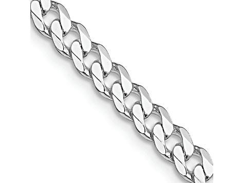 Rhodium Over Sterling Silver 4.5mm Curb Chain Necklace