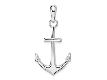 Picture of Rhodium Over Sterling Silver Polished Anchor Pendant