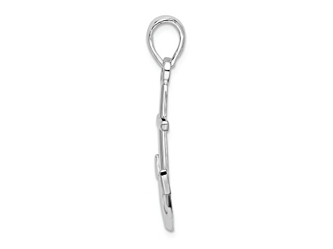 Rhodium Over Sterling Silver Polished Anchor Pendant