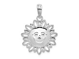 Rhodium Over Sterling Silver Polished Smiling Sun Pendant