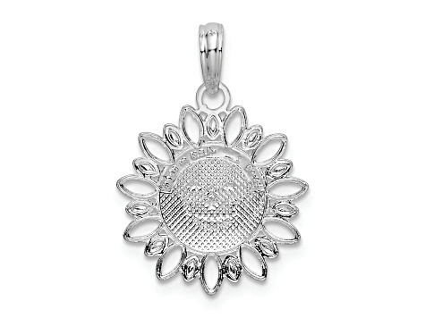 Rhodium Over Sterling Silver Polished Smiling Sun Pendant