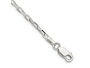 Sterling Silver 2.2mm Diamond-cut Long Link Cable Chain Bracelet