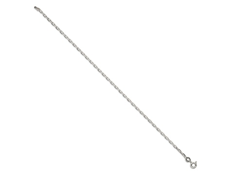 Sterling Silver 2.2mm Diamond-cut Long Link Cable Chain Bracelet