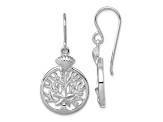 Rhodium Over Sterling Silver Starfish and Scallop Shell Reef Dangle Earrings