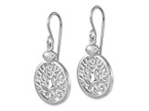 Rhodium Over Sterling Silver Starfish and Scallop Shell Reef Dangle Earrings