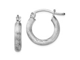 Rhodium Over Sterling Silver 3mm Polished and Satin Diamond-cut Hoop Earrings