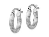 Rhodium Over Sterling Silver 3mm Polished and Satin Diamond-cut Hoop Earrings