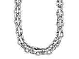 Rhodium Over Sterling Silver Polished Fancy Link Necklace