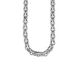 Rhodium Over Sterling Silver Polished Fancy Link Necklace