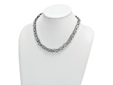Rhodium Over Sterling Silver Polished Fancy Link Necklace