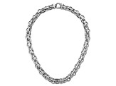 Rhodium Over Sterling Silver Polished Fancy Link Necklace