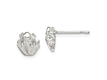 Picture of Sterling Silver Polished Mini Frog Post Earrings