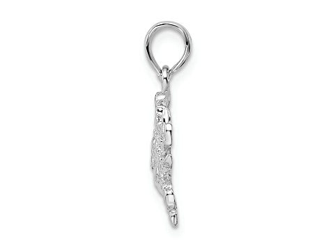 Rhodium Over Sterling Silver Polished Blue Crab Pendant