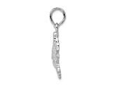 Rhodium Over Sterling Silver Polished Blue Crab Pendant