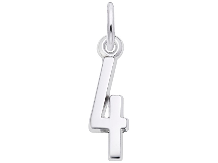 Silver Number 4 Charm