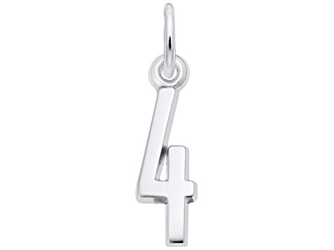 Silver Number 4 Charm
