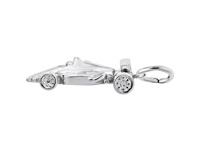 Silver Open Wheel Race Car Charm