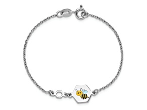 Sterling Silver Polished Enameled Bee 6-inch Children's Bracelet