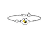 Sterling Silver Polished Enameled Bee 6-inch Children's Bracelet