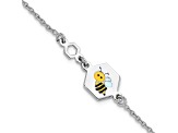 Sterling Silver Polished Enameled Bee 6-inch Children's Bracelet