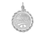 Rhodium Over Sterling Silver Merry Christmas Disc Charm