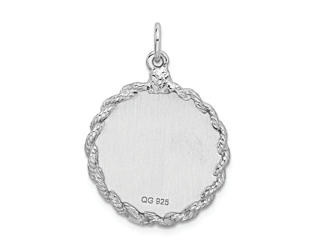 Rhodium Over Sterling Silver Merry Christmas Disc Charm