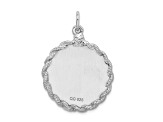 Rhodium Over Sterling Silver Merry Christmas Disc Charm