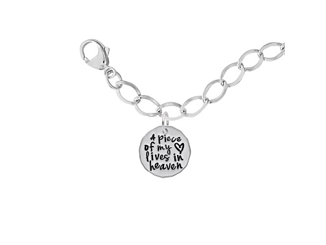 Rhodium Over Sterling Silver Piece Of My Heart Bracelet Set Measures 7inch
