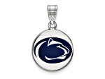 Rhodium Over Sterling Silver LogoArt Penn State University Medium Enamel Disc Pendant