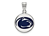 Rhodium Over Sterling Silver LogoArt Penn State University Medium Enamel Disc Pendant