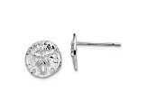 Rhodium Over Sterling Silver Polished Mini Sand Dollar Post Earrings