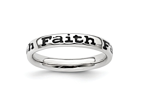 Sterling Silver Stackable Expressions Expressions Polished Enameled Faith Ring