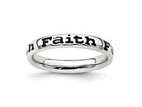 Sterling Silver Stackable Expressions Expressions Polished Enameled Faith Ring
