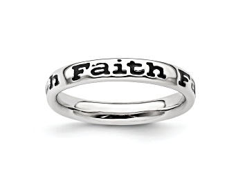 Picture of Sterling Silver Stackable Expressions Expressions Polished Enameled Faith Ring