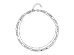 Sterling Statements Rhodium Over Sterling Silver Double Layered Chain Anklet