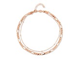 Sterling Statements 14K Rose Gold Over Sterling Silver Double Layered Chain Anklet