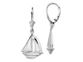 Rhodium Over Sterling Silver Polished Sailboat Leverback Earrings